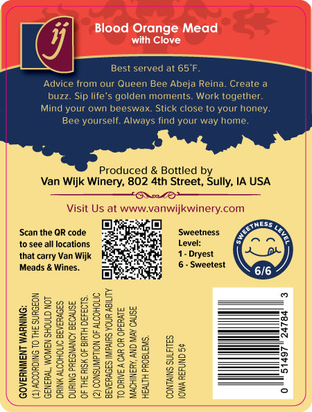 Mead: Blood Orange with Clove - 750 ml Bottle