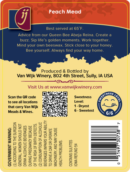 Mead: Peach - 750 ml Bottle