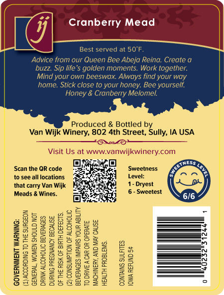 Mead: Cranberry - 750 ml Bottle