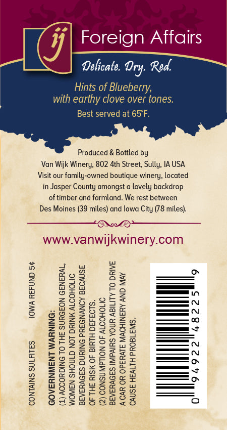 Wine:  Foreign Affairs - 750 ml Bottle