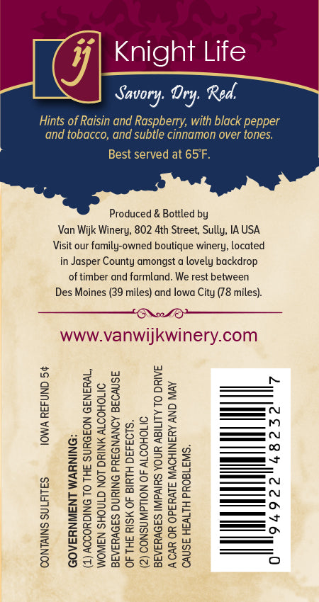 Wine:  Knight Life - 750 ml Bottle