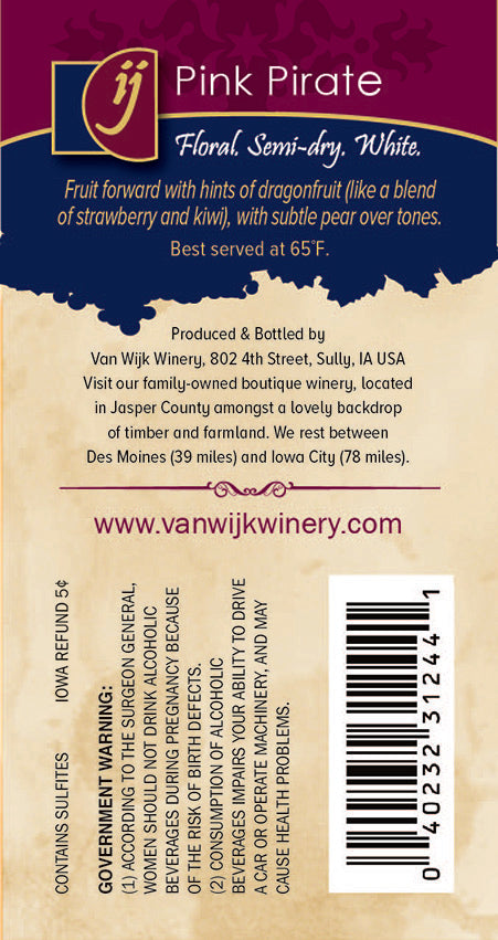 Wine:  Pink Pirate - 750 ml Bottle